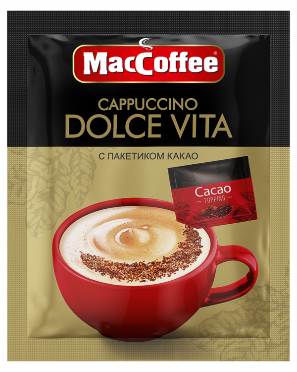 Кофейный напиток Cappuccino Dolce Vita 3 в 1 с какао, 24 г (минимальный заказ 20шт)