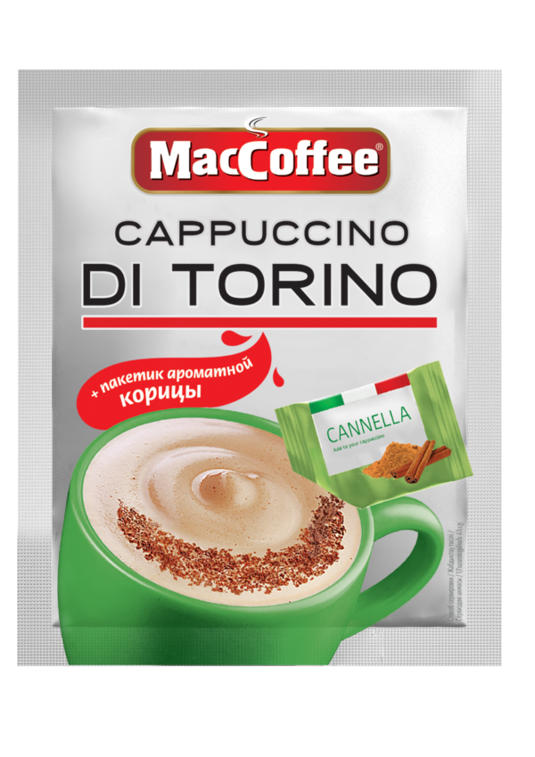 Кофейный напиток Mac Coffee Cappuccino di Torino, с корицей, 25,5г (минимальный заказ 20шт)