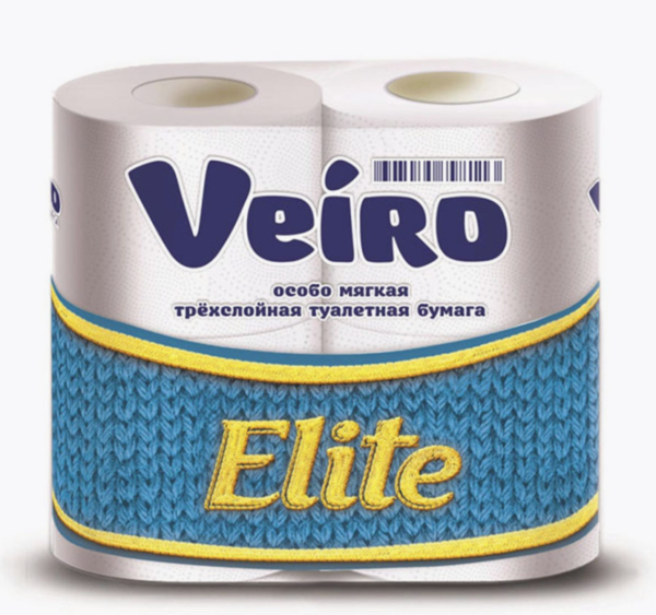 Туалетная бумага VEIRO Elite белая трёхслойная (4рул.)